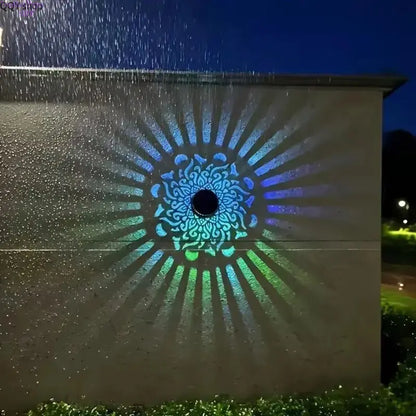 2-Pack Solar Mandala Projector Lights Waterproof Metal Wall Lights