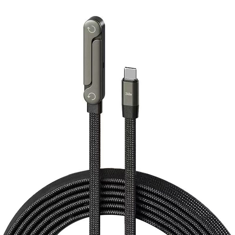 1.5M Sideways Phone Charger, 240W Fast Charging Cable, Invisible Stand Charging Cable