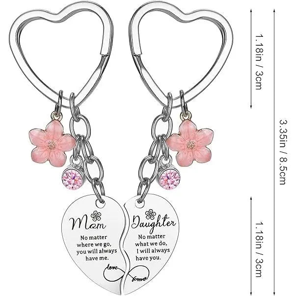 Mother Daughter Heart Matching Keyring Keychain Set Gifts