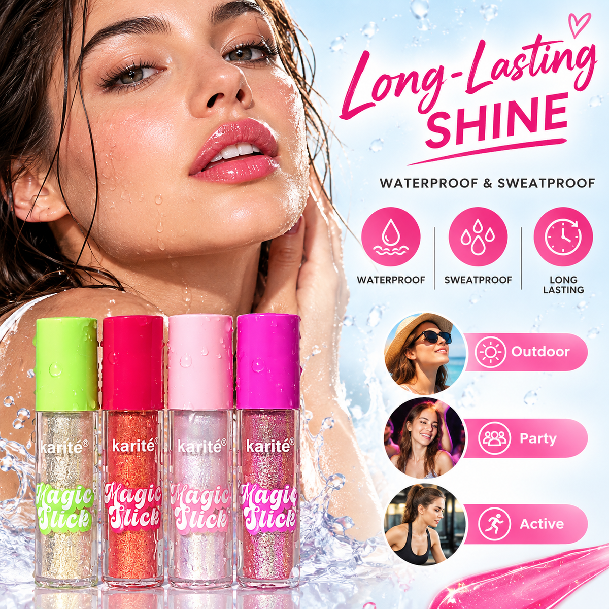 4-Piece Volumizing & High-Shine Lip Glaze Set — Moisturizing & Glossy Lip Oil