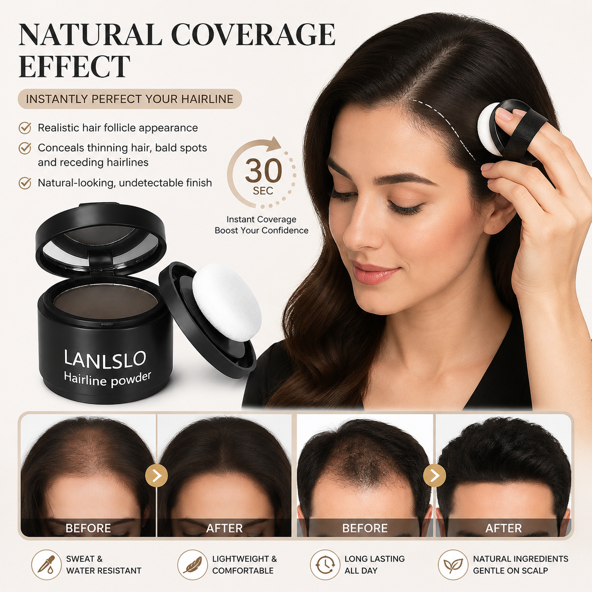 New Root Cover Up Hairline Shadow Powder,Root Touch Up Hair Powder Quickly Conceals Hair Loss