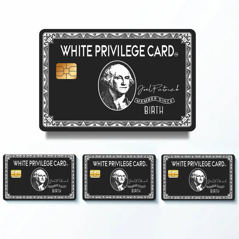 4PCS White Privilege Card Sticker Decal - Premium Vinyl Resists Wear, Peel-Off Clean