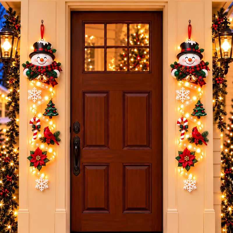 New Light‑Up Glowing Christmas Door Hanger - Festive Home Decor