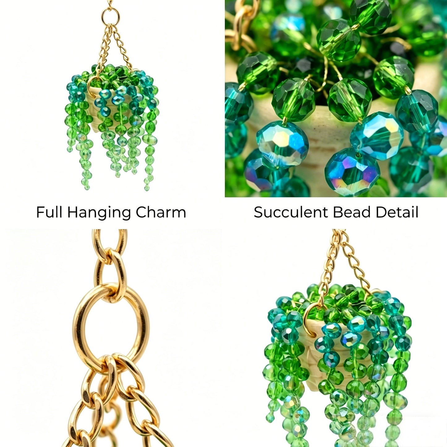 Sun-Kissed Beaded Succulent Car Charm