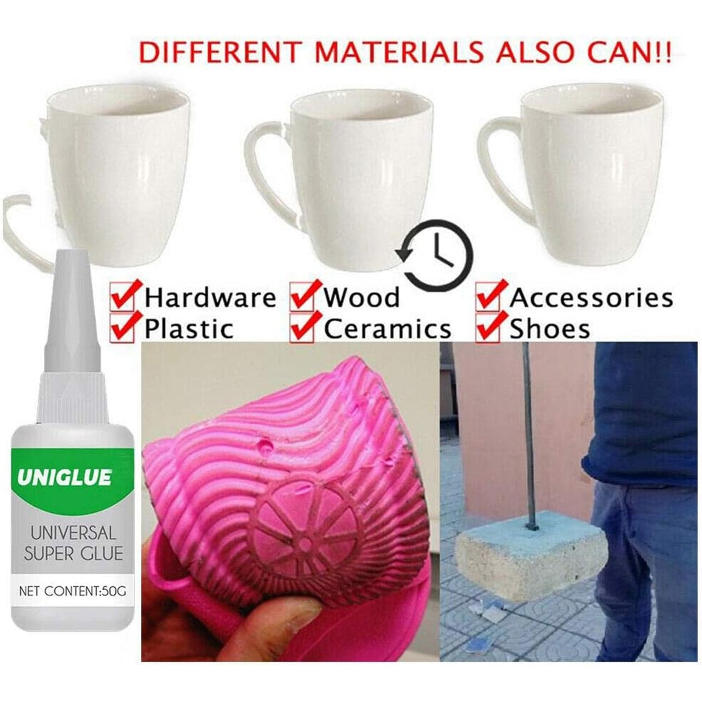 2Pcs Unique Universal Super Glue Strong Plastic Glue - Instant Fix Clear Glue Liquid, Waterproof