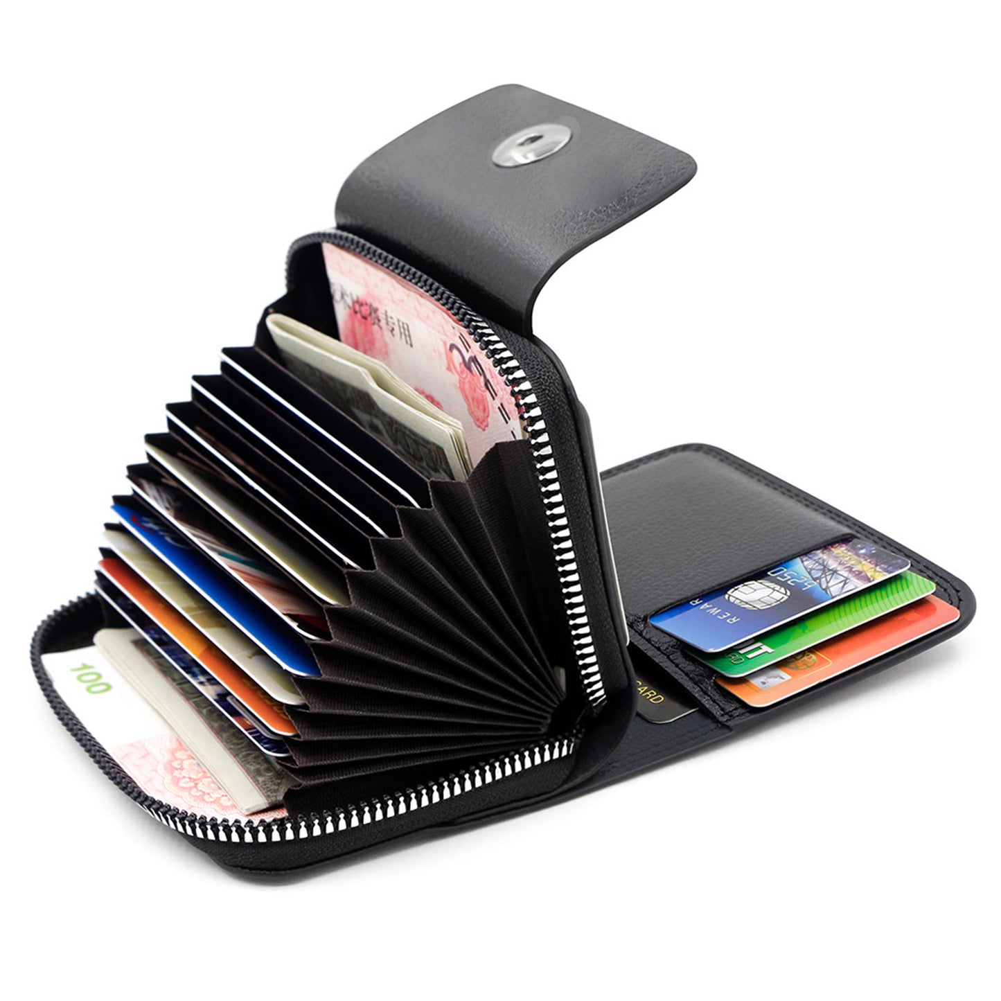 Men's Leather Bi-fold Wallet with Zippered Coin Pocket | Men's Small Vintage PU Wallet with Zipper