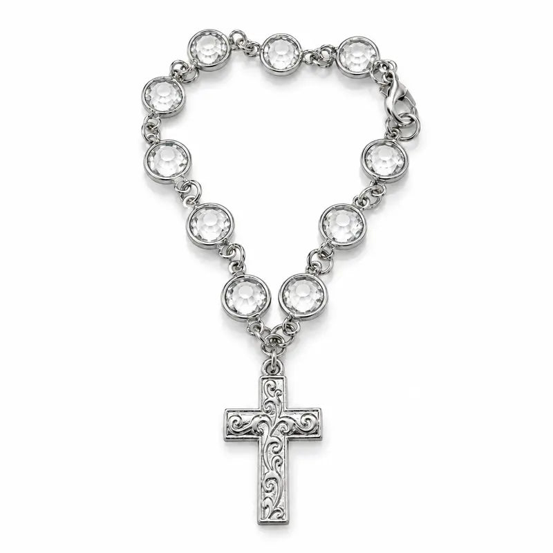 Faith-Inspired Crystal Cross Car Steering Wheel Charm