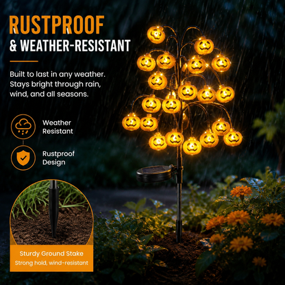 Halloween Solar Lights Pumpkin Waterproof Ground Stakes | Funny Outdoor Halloween Lights