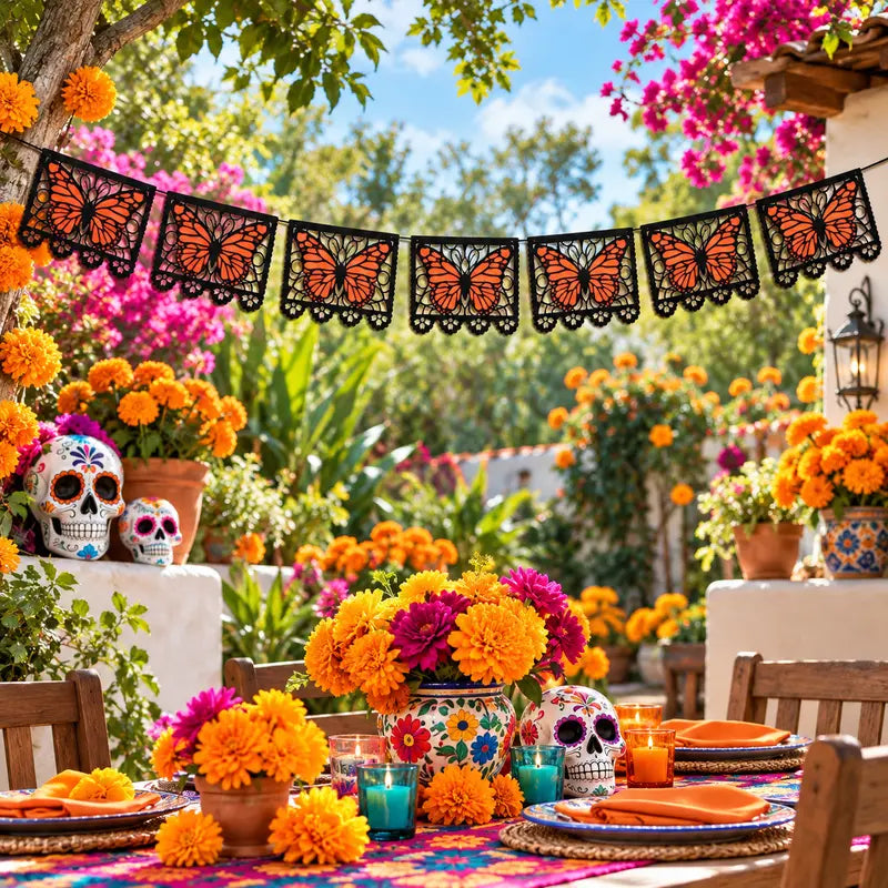 Monarch Butterfly Day of the Dead Banner 9.8FT