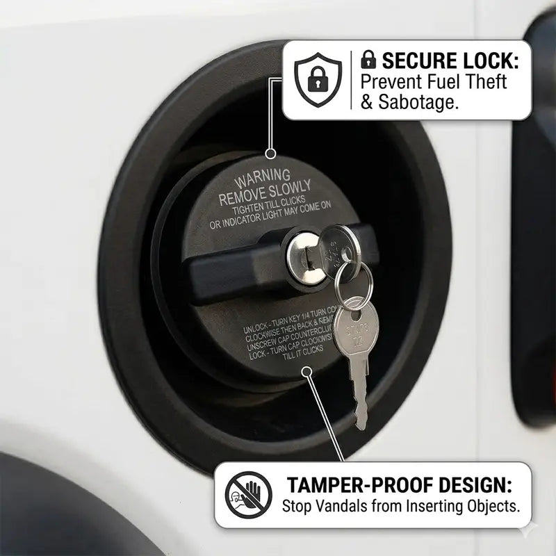 Key-Operated Anti-Theft Lock Metal Locking Gas Cap - Universal Fit