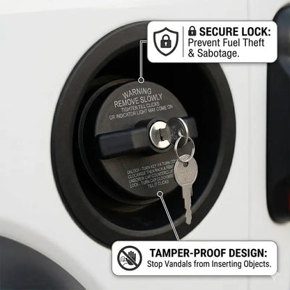 Key-Operated Anti-Theft Lock Metal Locking Gas Cap - Universal Fit