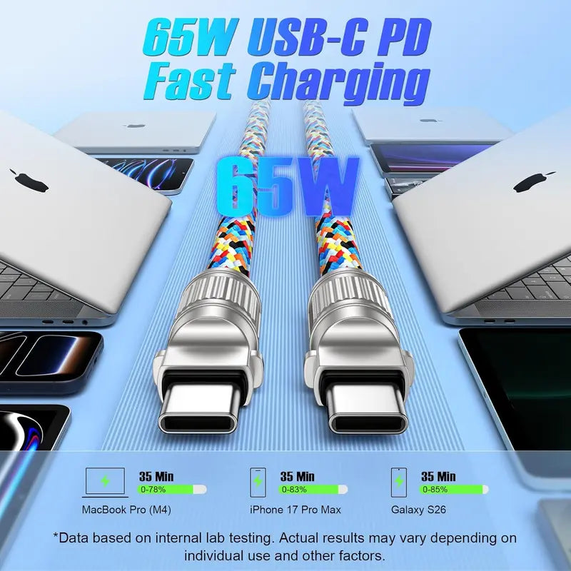 2-in-1 Lanyard USB Fast Charging Cable - 7mm Nylon Braided