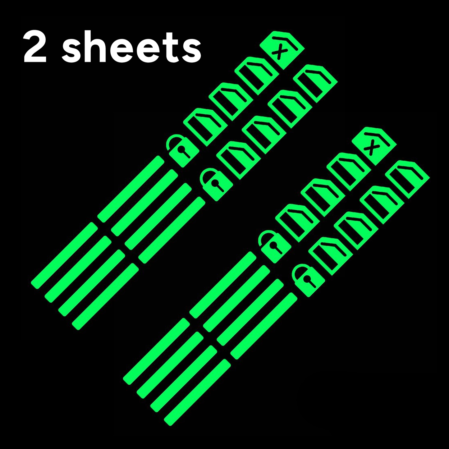 2 Sheets Control Switch Luminous Sticker for Car Outer Door Handle Button