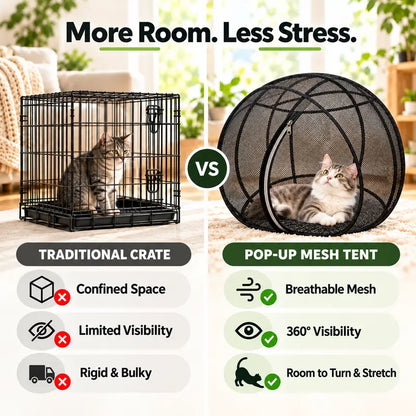 Collapsible Cat Rolling Playpen - Breathable Mesh Outdoor Pet