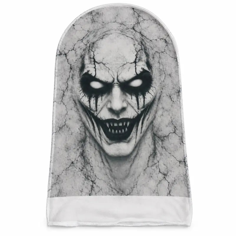 Flat Print Cracked Demon Balaclava, Creepy Grinning Fangs Full Face Hood Mask
