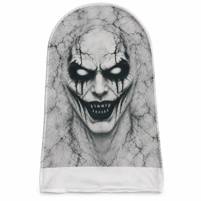 Flat Print Cracked Demon Balaclava, Creepy Grinning Fangs Full Face Hood Mask