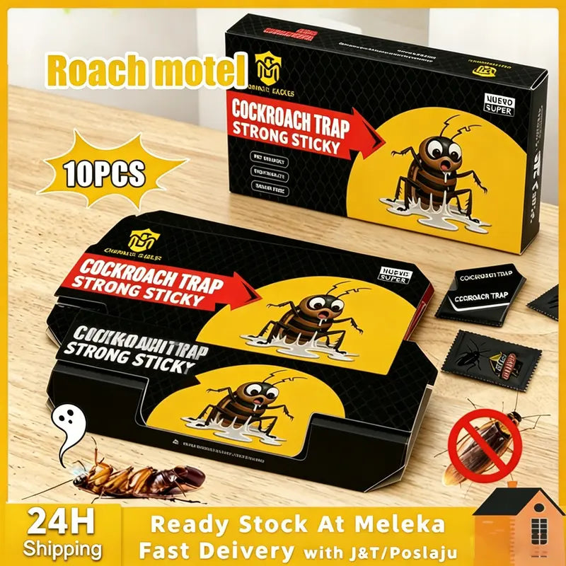 10 Pcs Cockroach Traps Indoors - Sticky Roach Traps & Killer, Family & Pet Safe Roach Motel Traps
