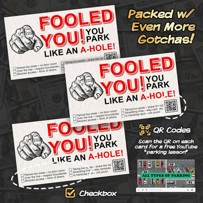 50 Pack You Park Like An A-hole Bad Parking Prank Cards Funny