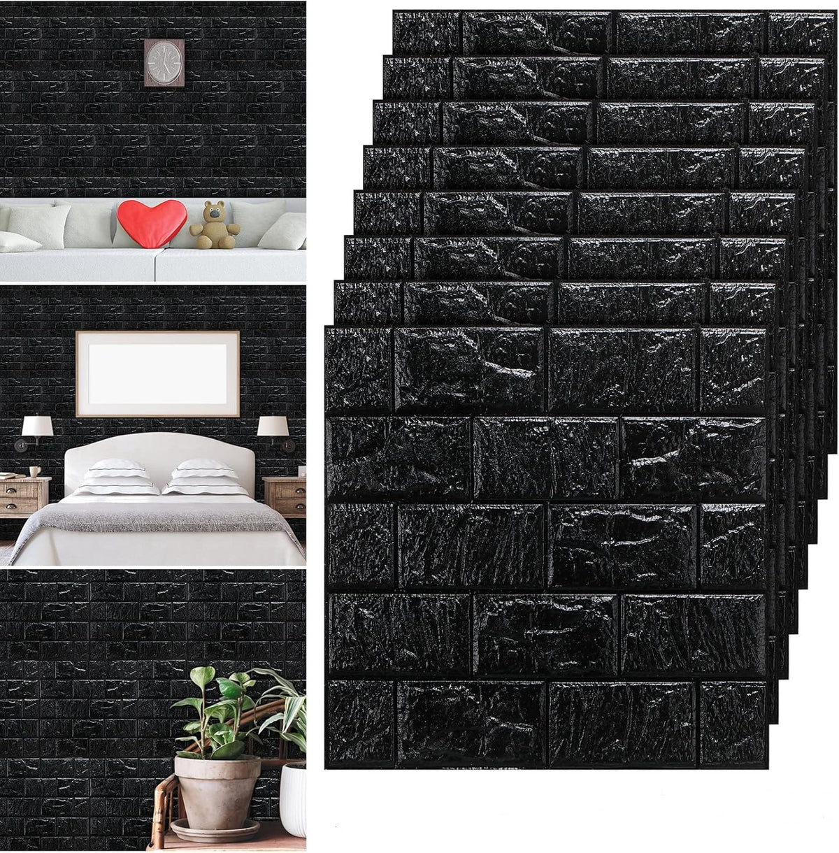 10Pcs 3D Wall Panels Peel and Stick Foam Brick Wallpaper Printable