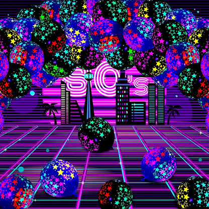 100 Pieces Neon Glow Balloons Neon Stars Glow in Blacklight Black Light Fluorescent Mini Stars