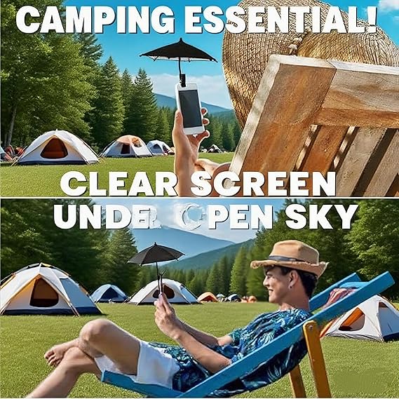 Mini Cell Phone Umbrella Clip, Outdoor Phone Sun Shade Shield with Flexible Angle Design