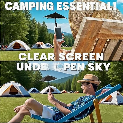 Mini Cell Phone Umbrella Clip, Outdoor Phone Sun Shade Shield with Flexible Angle Design