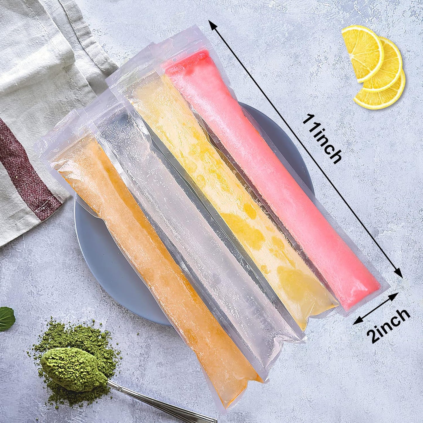 50PCS Disposable Ice Pop Bags with Funnel – DIY Freeze Pop Sleeves for Homemade Juice, Smoothie, Yogurt