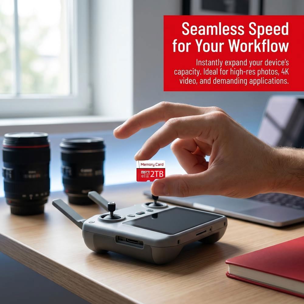 2TB TF Memory Card, Ultra High Speed SD Card TF Card with SD Adapter