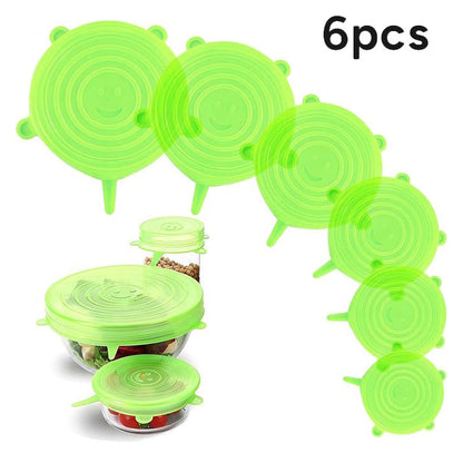 6PCS Silicone Stretch Lids, Durable & Eco-Friendly Elastic Lids