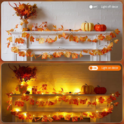 Fall Decor Enlarged Maples Leaves Lights Total 20Ft 40LED