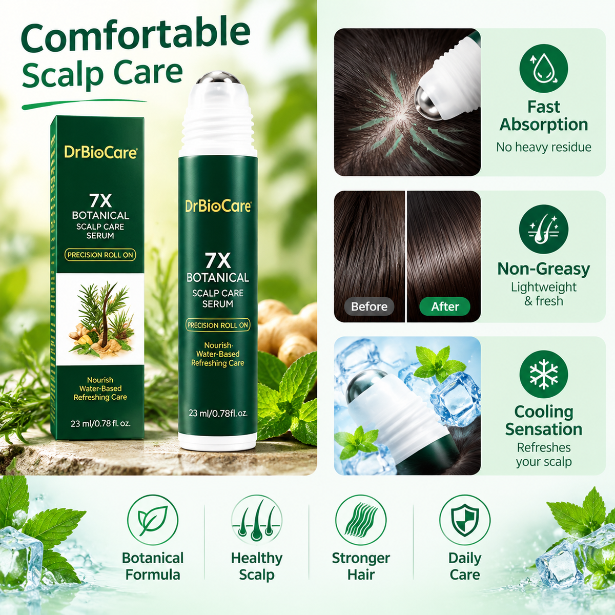 Hair Growth Serum Roller – Nourishes the Scalp for Fuller-looking Hair