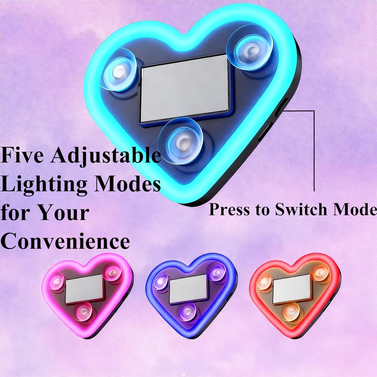 2PCS Solar Powered LED Heart Shape C-Pillar Neon Light Wireless