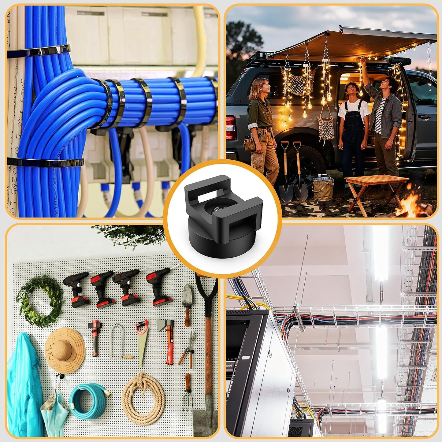 8Pcs Magnetic Zip Tie Mount Base Multipurpose Strong Magnetic Zip Tie Holder