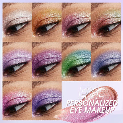 10 PCS Liquid Glitter Eyeshadow Set, Multichrome Glitter Shimmer Eye Looks