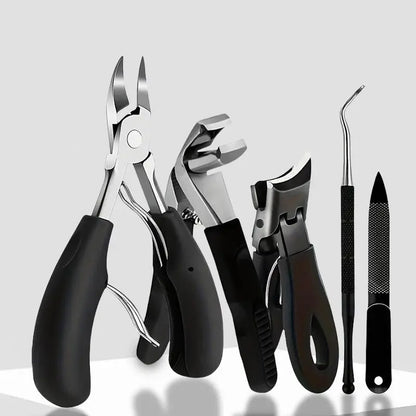 5Pcs Stainless Steel Nail Tool Set - Complete Manicure & Pedicure Kit with Nail Clippers, File & Nippers