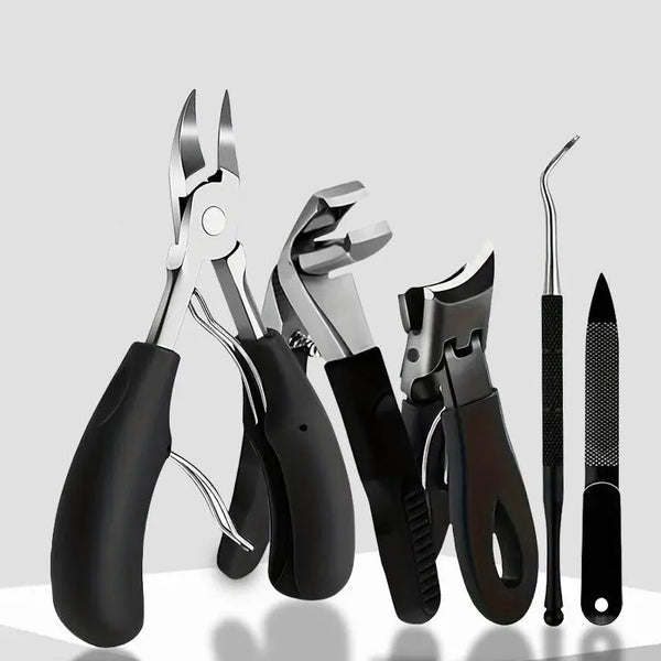 5Pcs Stainless Steel Nail Tool Set - Complete Manicure & Pedicure Kit with Nail Clippers, File & Nippers