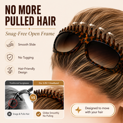 2 in 1 Foldable Sunglasses Headband Chic Tortoiseshell Hair Accessory