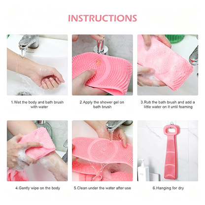 2PCS Silicone Back Scrubber for Shower Dual Sided Body Scrubber