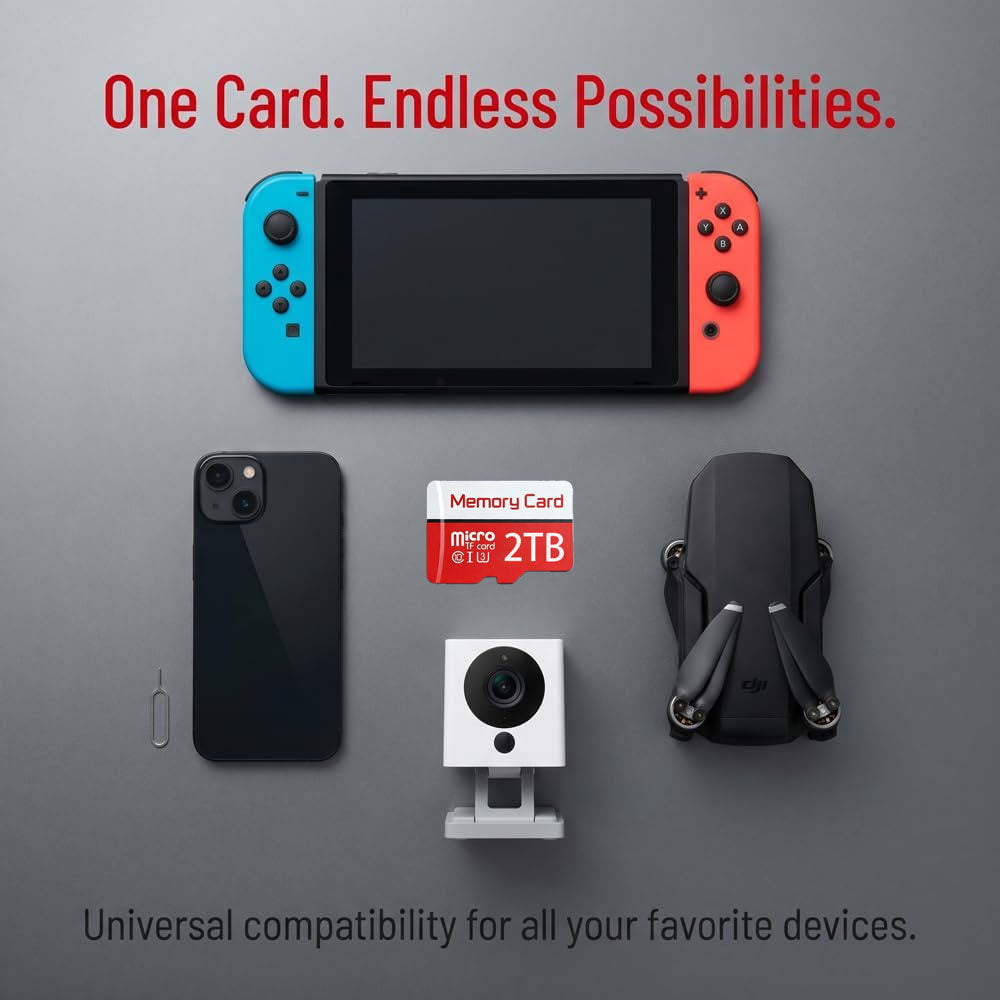 2TB TF Memory Card, Ultra High Speed SD Card TF Card with SD Adapter