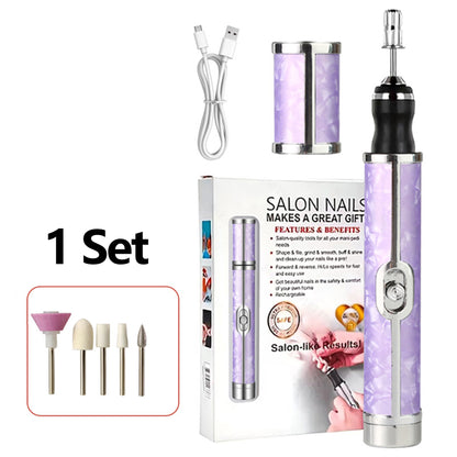 1 Set Portable Electric Nail Drill Kit with LCD Display, USB Rechargeable