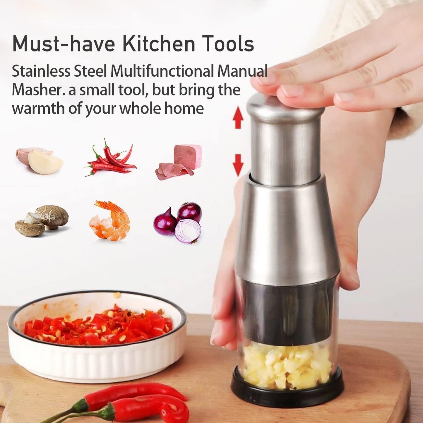 Multifunctional Stainless Steel Garlic Chopper