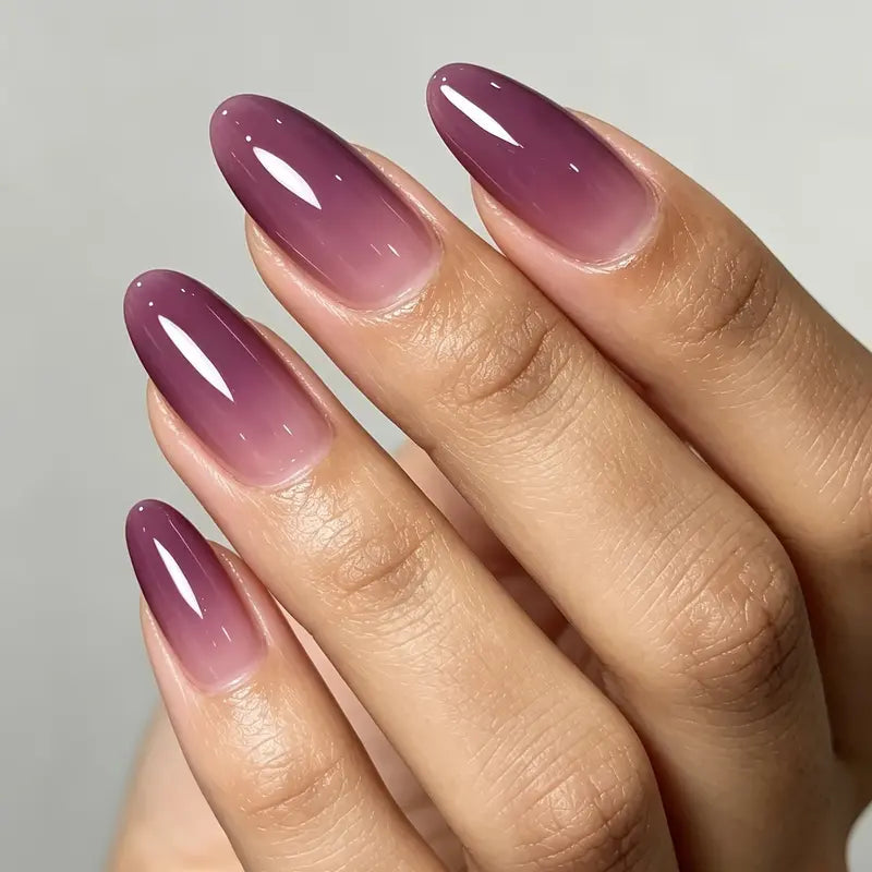 2PCS Glossy Grape Purple Nail Polish with Strengthening Formula Quick Dry