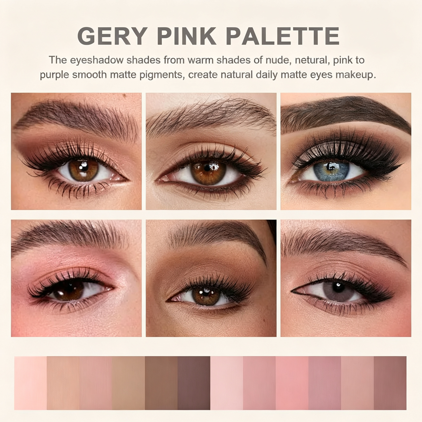 12-Color Matte Eyeshadow Palette Highly Pigmented Shades Blendable Eyeshadow Powder