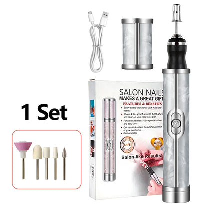 1 Set Portable Electric Nail Drill Kit with LCD Display, USB Rechargeable