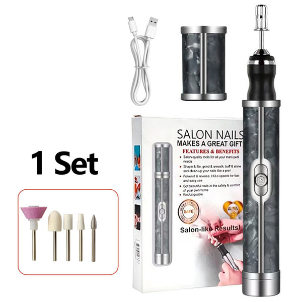 1 Set Portable Electric Nail Drill Kit with LCD Display, USB Rechargeable