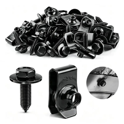 1/4 U-Nut Clips & Hex Head Automotive Body Fender Bolts Kit