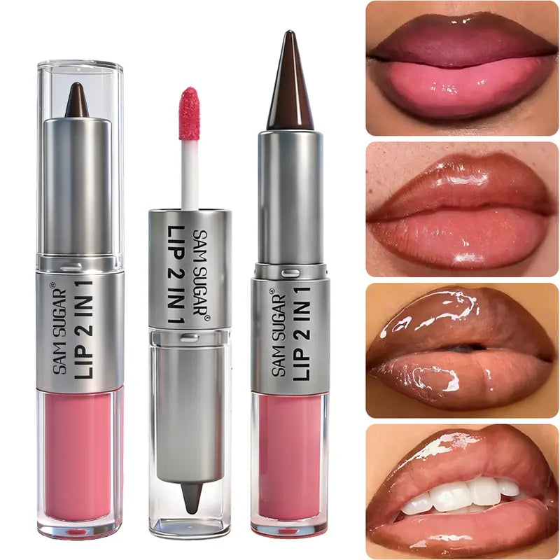 4Pcs/set Dual-Ended 2-in-1 Lip Gloss & Matte Lip Liner