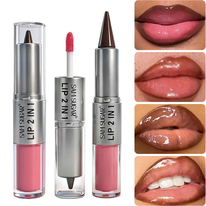 4Pcs/set Dual-Ended 2-in-1 Lip Gloss & Matte Lip Liner