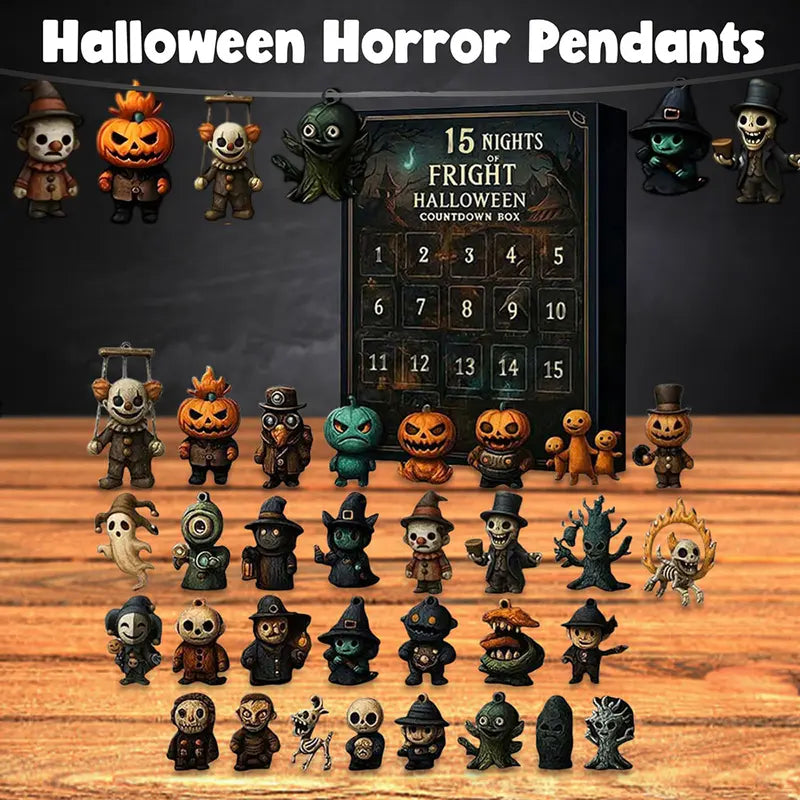 Halloween Countdown Box with Figurines - Advent Calendar Scary Mini Dolls Gift Boxs