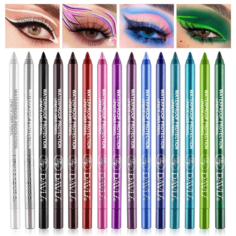 12Pcs Multi-Function Matte & Metallic Glitter Eyeliner Set